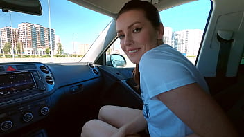 Amateur MILF satisfies her fetish for public car blowjob